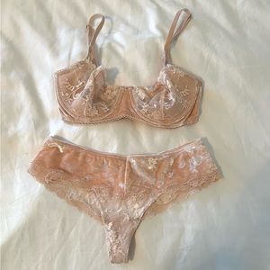 Victoria’s Secret Light Pink Velvet Bra and Panty Set